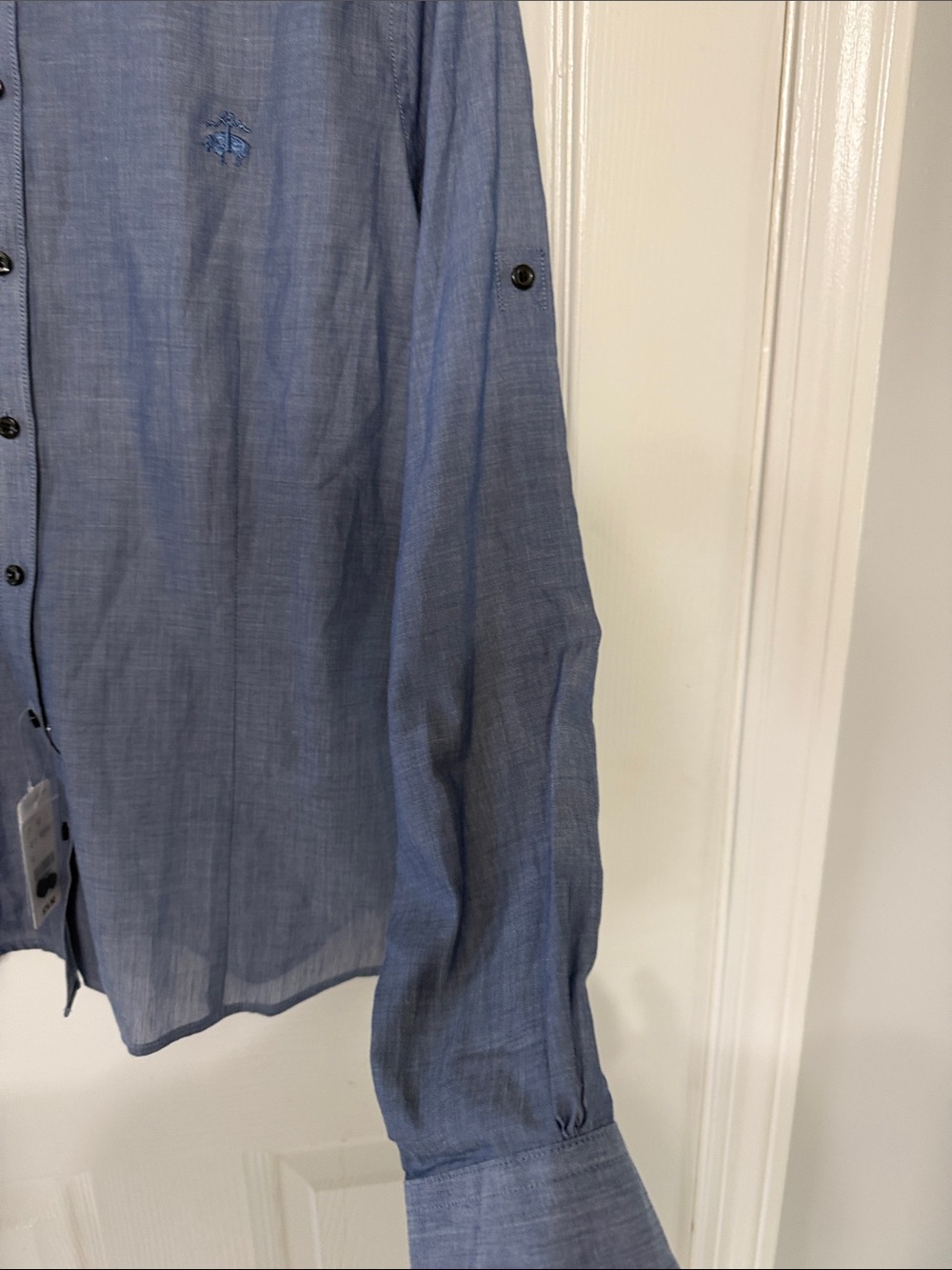 Brooks Brothers Chambray NWT TAB SLEEVE Blue Button Down Blouse 10 work career - Picture 4 of 5
